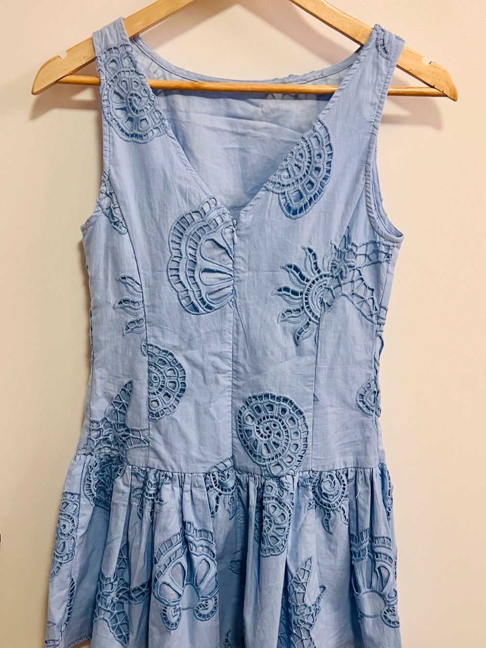 Caroline Constas Light Blue Sleeveless Eyelet Drop-Waist embroidered Mini 2 NWT - Picture 6 of 9